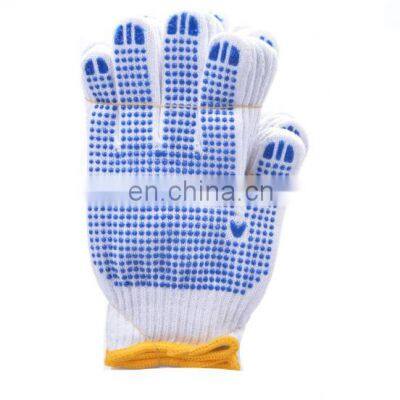 7 Gauge Blue Color PVC Dotted Glove Cotton Knitted Gloves