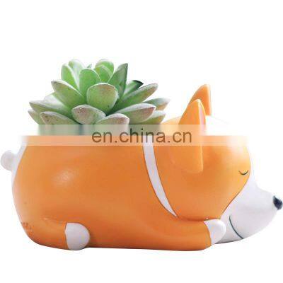 Cartoon sleeping pet resin crafts office desktop flower pot