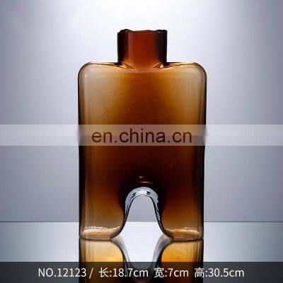 Luxury European Style Custom Crystal Blown Flower Vase Home Decoration Living Room Clear Glass Creative Set photo-4