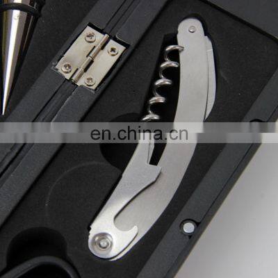 Custom Logo Premium Wedding Gift Round Steel Wine Corkscrew Set Bottle Opener Kit photo-3