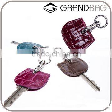 new design colorful real crocodile leather key cover key chain with metal key ring for decoration