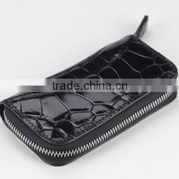 Luxury Crocodile Skin and Sheep Leather Compact Key Case Car Key Holder Organizer Bag photo-3