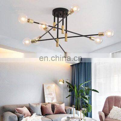Mid Century Modern Multi-Lights Sputnik Ceiling Light Fixture Semi Flush Mount Pendant Lighting Metal Vintage Metal Chandelier photo-3