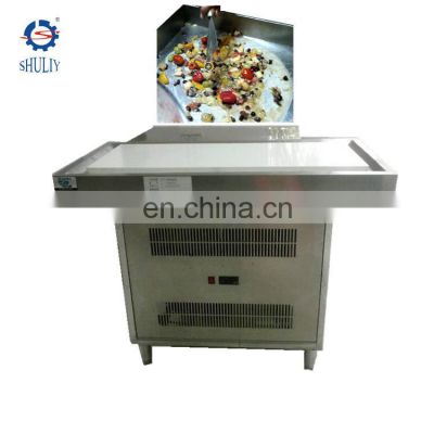 Double pan cold stone marble slab top fry ice cream machine with frozen plate