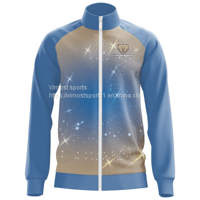 Custom Sublimation Jacket of Star Pattern with White Zipper