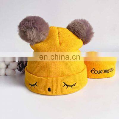 Wholesale Knitted Baby Hat With Pompoms And Neck Warmer photo-2
