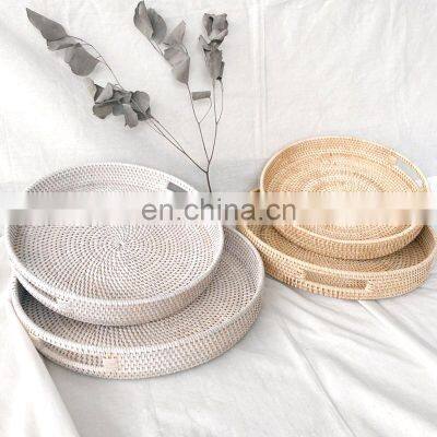 Set of 2 Rattan Tray, Boho Straw serving tray with Handle,Coffee Table Tray Wholesale Vietnam