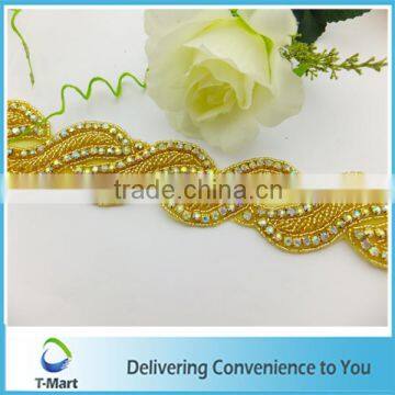 Gold Color Wholesale Iron on Rhinestone Applique photo-2