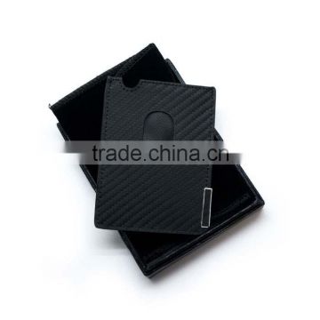 High quality carbon fiber leather credit card holder slim card pocket