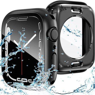 PC Sport Full Cover Screen Protector Tempered Glass IPX8 Waterproof Watch Case for Apple Iwatch Series 5 6 7 45mm 41mm 44mm