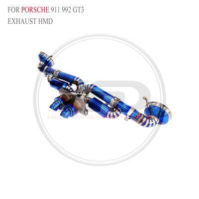 HMD Titanium Exhaust System Performance Catback For Porsche 911 992 GT3/992 Carrera Turbo Muffler OEM valve base WhatsApp +86 18946955156