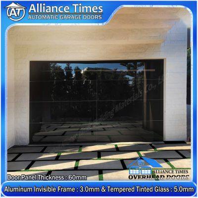 Australian Modern Aluminum Flush Glazed Tempered Glass Panels Sectional Automatic Electric Garage Doors photo-3