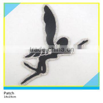 Iron on Glass Rhinestone Applique Hotfix Rhinestone Mix Black Hair Owl Patch 12x13cm photo-6