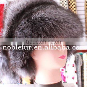 High Thickness Silver Fox Fur Hat windproof Headwear With Long Tail photo-3