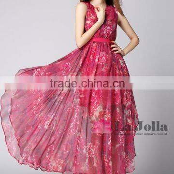 2016 New Arrival Custom Latest Chiffon Print Off-Shoulder Dress for Woman Beach photo-2