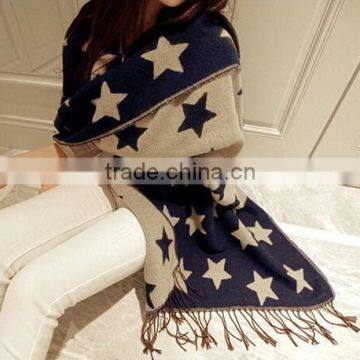 Wholesale Winter Fringe Jacquard Star Wool Fashion Women Shawl