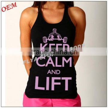 Ladies cotton/elastane racer back sexy gym singlet tops                        
                                                Quality Choice