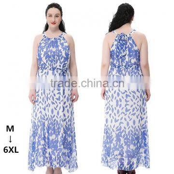 F10131A 2016 Newest summer round collar sleeveless plus size Bohemia dress for women sleeveless chiffon dress