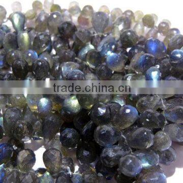 Blue Fire Labradorite Faceted Drops Shape Beads 12x7MM,14x7MM Approx 9''Inch