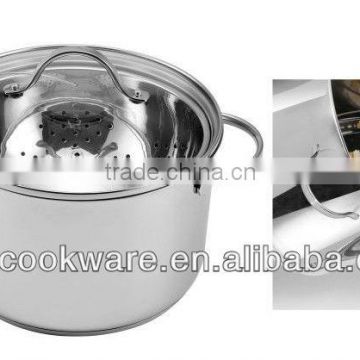 2015 New Products 3pcs Premium Quality 304 Stainless Steel Pasta Pot Set Straight Shape Wtih Pasta Steamer For Wholesale