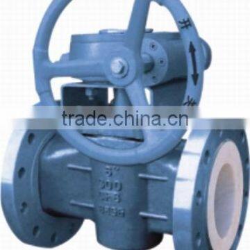 Worm gear teflon lined plug valve cock valves
