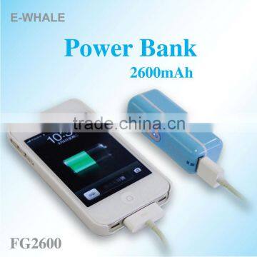 2600mah USB universal power bank battery charger for iPAD/iPhone/Smart mobile FG2600