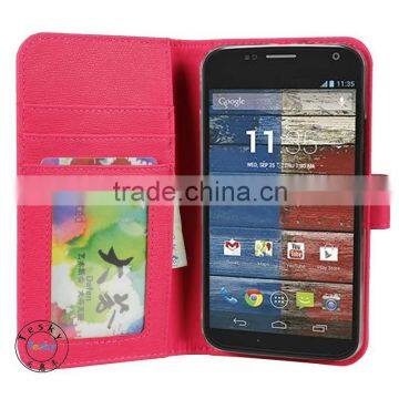 cheap promotion pu leather flip cover for moto x+1 wallet with card holder