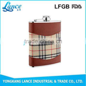 Fashion style plaid cover argos cup steel flagon hip flask