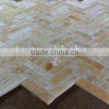 Hot Yellow Honey Onyx Polished Herringbone Onyx Mosaic Tiles on Sale photo-5