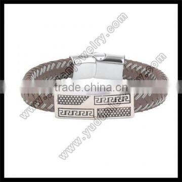 stainless steel leather bracelet wholesale leather cuff bracelet