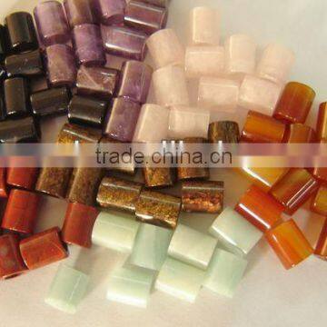 Wholesale semi precious stone rose quartz cynlinder jewelry beads