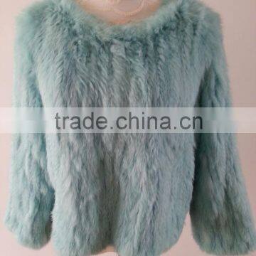 Factory direct wholesale price women's rabbit knitted fur jacket /knitted fur jacket