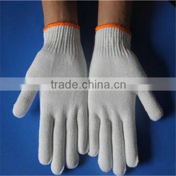 Bleached white cotton gloves for labor work with high quality