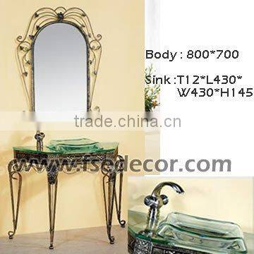 Iron art tempered glass vanity