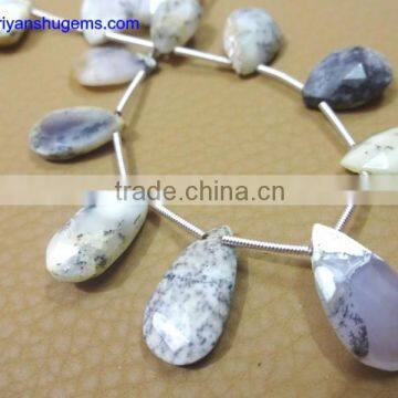 Dendritic Opal Faceted Long Pear