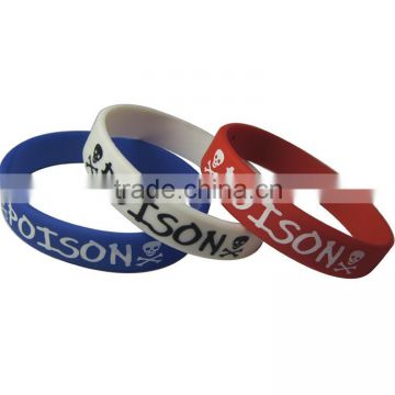 2015 poison logo print silicone bracelet for halloween