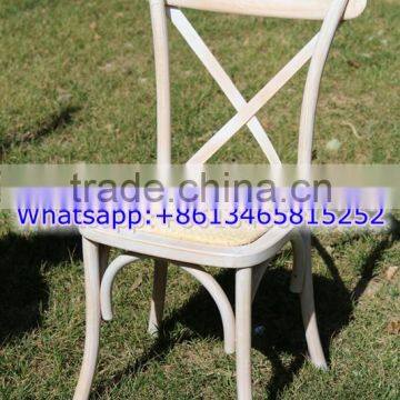 Rattan Seat Stackable Dinning Cross Back Chair