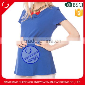 Custom spandex cotton plain short sleeve maternity t shirt