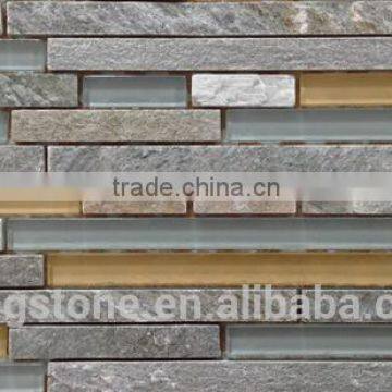 golden select glass and stone mosaic wall tiles for interior door (crystal glass)