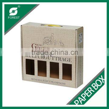 4 BOTTLE WINE BOX WINDOW DISPLAY HANDLE PACKING CARTON