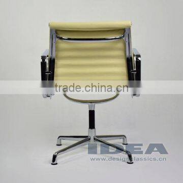 Replica Charles Low Back Ribbed Meeting Chair - Cream White Color Genuine Leather photo-5