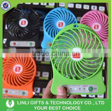 2016 New Product USB Electric Table Rechargeable Mini Fan With Led Lights