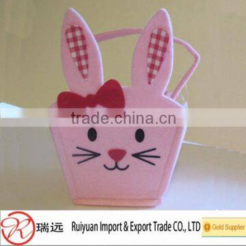 Suppercute rabbit printed felt Easter basket from China
