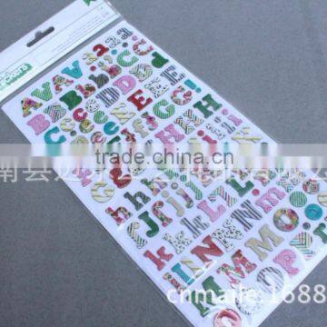 2016 New design 1MM-2MM chipboard sticker,alphabet letter sticker