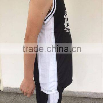 Your Team Logo Printing Black and White Color Design Basketall Clothes Breathable Sublimation Basketball Uniform Supplier's Choice photo-4