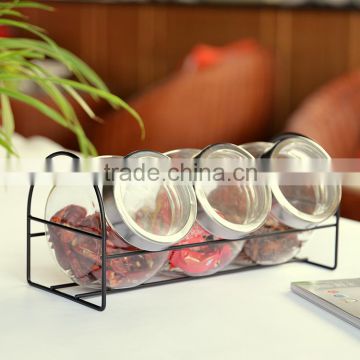 3pcs Clear Glass Spice Jar With Stainless Steel Cap