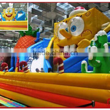 giant inflatable spongebob playground for kids, giant inflatable fun city