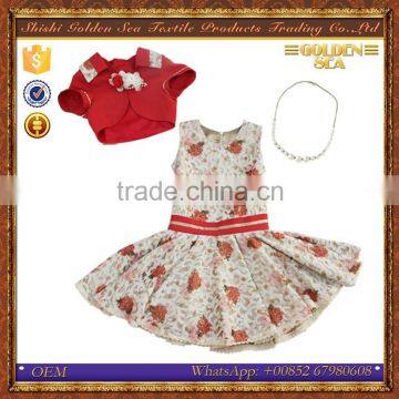 lace design jacquard fabric satin frock design for baby girl