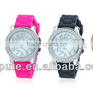 high quality cheap new silicon strap lady watch with pc movt