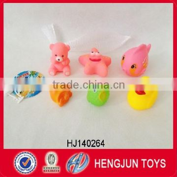 shantou new product eco-friendly soft plastic animal for baby bath toy 6pcs